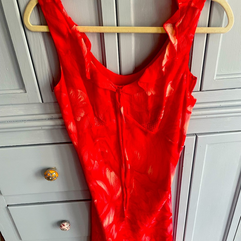 Red & white chiffon dress